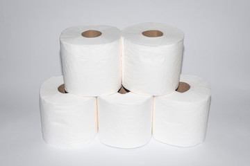 Various toilet paper on the white background
