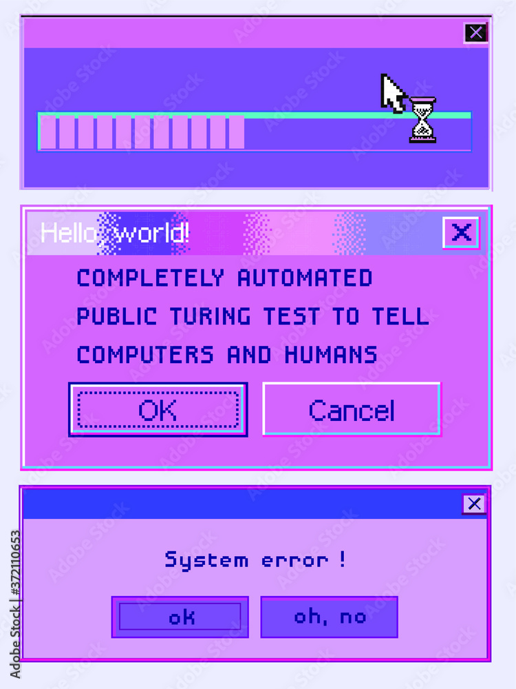 Poster Old user interface elements, retro message box with buttons. Vaporwave and retrowave style aesthetics.