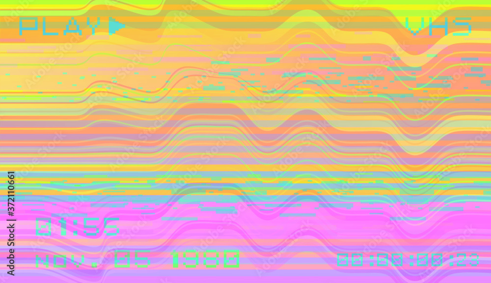 Poster Abstract pixelated background with flickers and datamoshing effect. Vaporwave and cyberpunk style aesthetics.