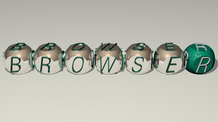 BROWSER text by cubic dice letters, 3D illustration for icon and computer