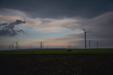 wind turbine at sunset