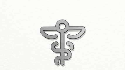 medical hospital 3D icon on the wall, 3D illustration for background and care