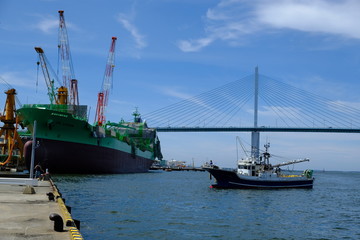 Fukuoka Japan - Aratsuo Bridge and port facility