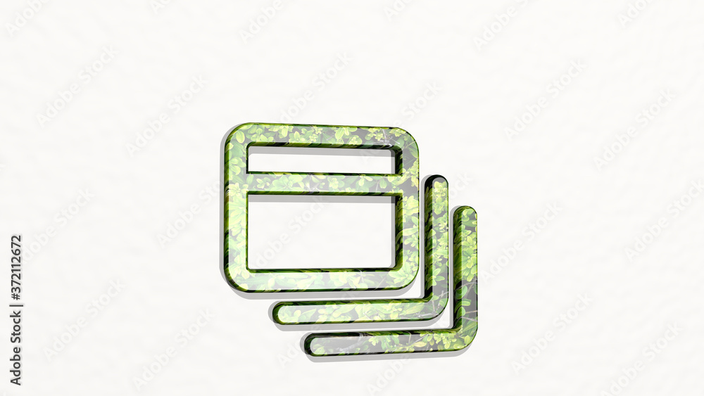 Poster app window multiple 3d icon on the wall, 3d illustration for design and background