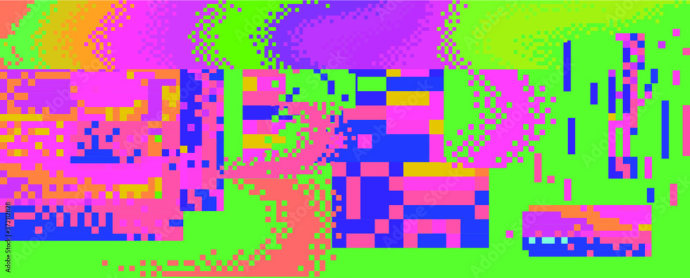 Aufkleber Abstract pixelated background with flickers and datamoshing effect. Vaporwave and cyberpunk style aesthetics.