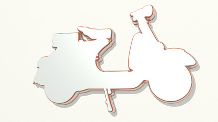 motorbike scooter 3D drawing icon, 3D illustration for motorcycle and biker