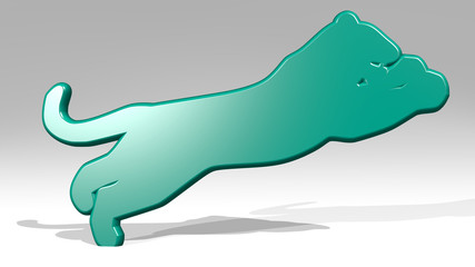 running attacking 3D icon casting shadow, 3D illustration for background and active