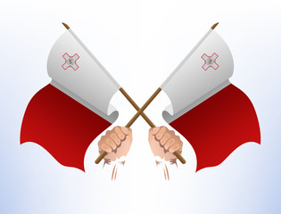 Flying flags crossed from Malta