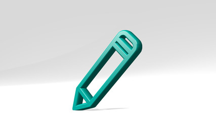 PENCIL 3D icon casting shadow, 3D illustration for background and drawing