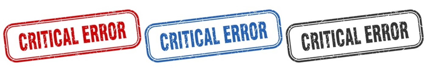 critical error square isolated sign set. critical error stamp
