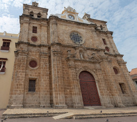 Fototapeta na wymiar View of the Parish Church Saint Peter Claver (San Pedro Claver in Spanish), Old town, Cartagena, Colombia