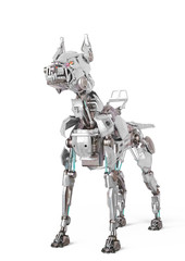 cyber security dog standing up in white background
