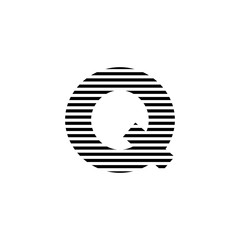 initial letter q abstract horizontal line logo vector