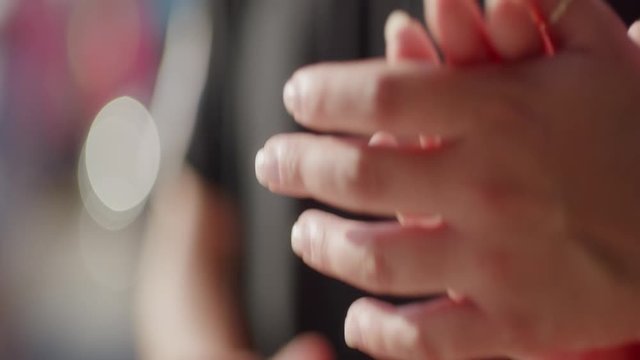 Hands Clapping to Rhythm, Outside, Close Up in Slow Motion