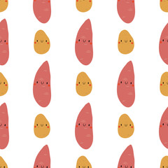 Kawaii Cartoon Sweet Potato and Potato