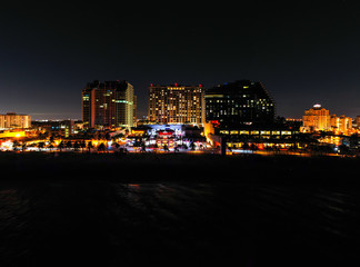 Fototapeta na wymiar Aerial night photo Fort Lauderdale Beach Florida coastal lights