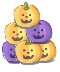 Fototapeta premium 重なるカボチャお化け