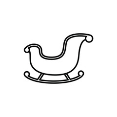 sleigh thin icon isolated on white background, simple line icon for your work.