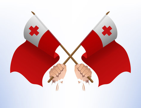 The flag fluttered across from the country of Tonga