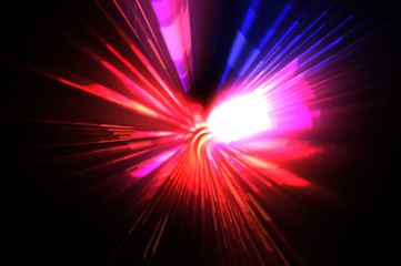 Fototapeta na wymiar Futuristic lens flare. Light explosion star with glowing particles and lines. Beautiful abstract rays background.