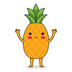Cute Pineapple Cartoon Character