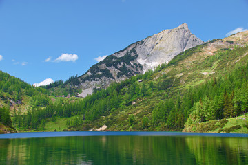 Fototapeta na wymiar mountain lake in the alps, Tauplitzalm Austria