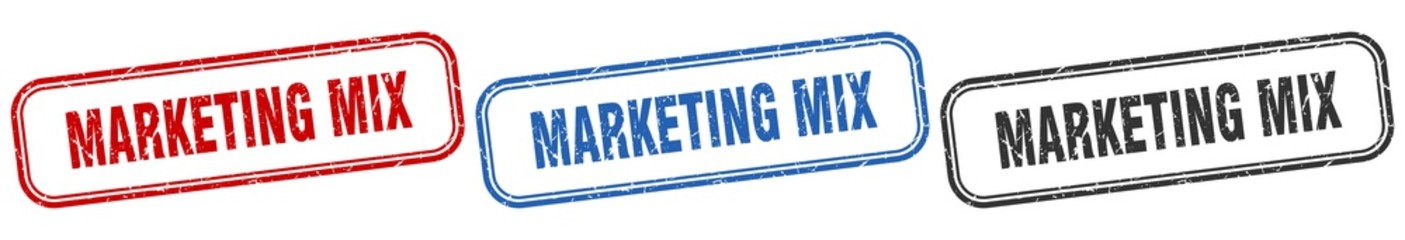 marketing mix square isolated sign set. marketing mix stamp