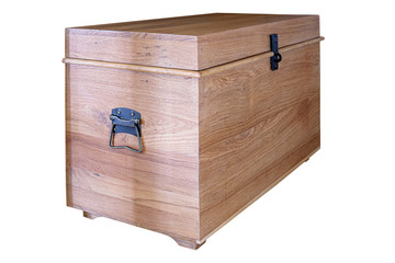 Wooden chest isolated on white backgrounds