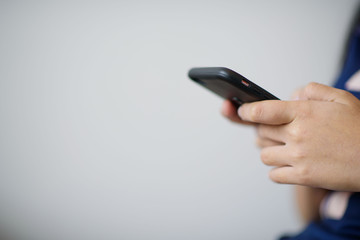 close up hand typing smartphone, shopping online
