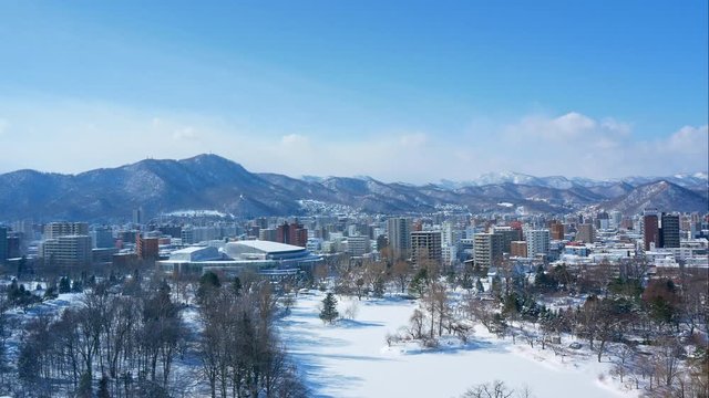 4K Time lapse of Sapporo city in Winter, Japan.
