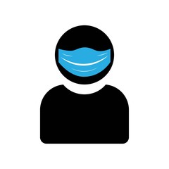 logo of a man in protective equipment, during the coronavirus -19 pandemic, vector illustration on a white background