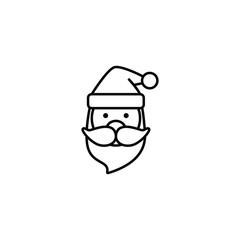 Santa face thin icon isolated on white background, simple line icon for your work.