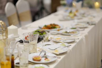  leftover food after party, dirty food

