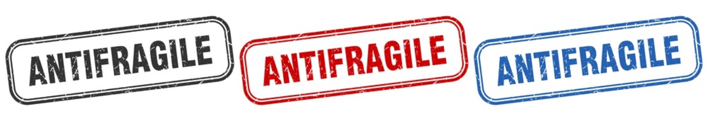antifragile square isolated sign set. antifragile stamp