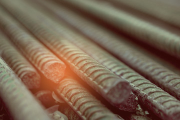 Steel background, construction irons for building, stack of ribbed steel
