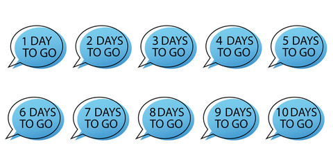 Countdown days. 1 day left. Timer in days. Speech with the rest of the time. Vector illustration. Stock image.