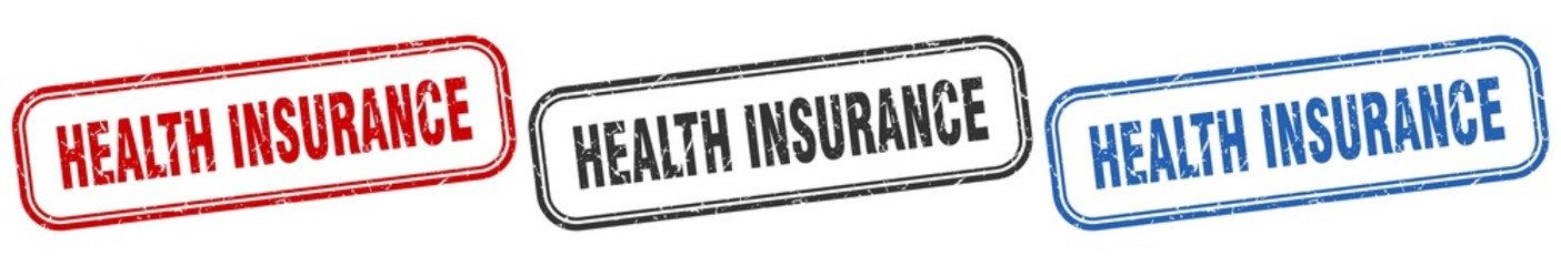 health insurance square isolated sign set. health insurance stamp