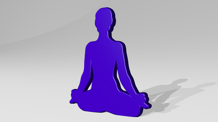 relaxing yoga posture 3D icon casting shadow, 3D illustration for woman and beautiful