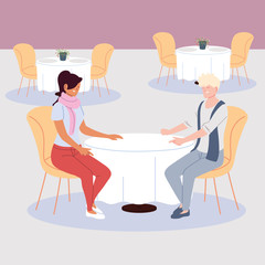 couple of people in the restaurant, romantic dinner