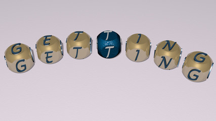 getting curved text of cubic dice letters, 3D illustration for woman and beautiful