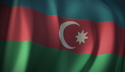 Flag of Azerbaijan. 3D rendering of flag background of Asian countries. National Flag Series Illustration.