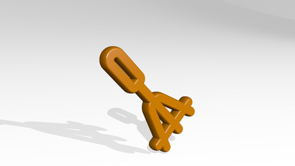 gardening digging fork 3D icon casting shadow, 3D illustration for background and green