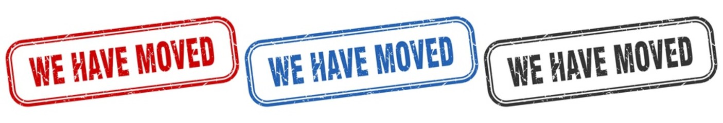 we have moved square isolated sign set. we have moved stamp