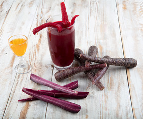 Traditional turkish drink turnip juice (Salgam). Drink Salgam, red carrot and turnip juice on a...