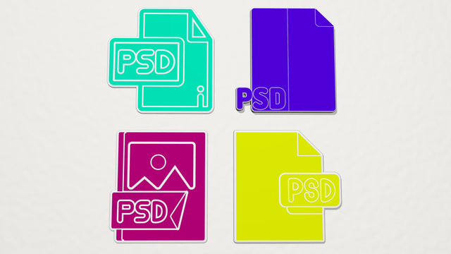 psd file colorful set of icons, 3D illustration