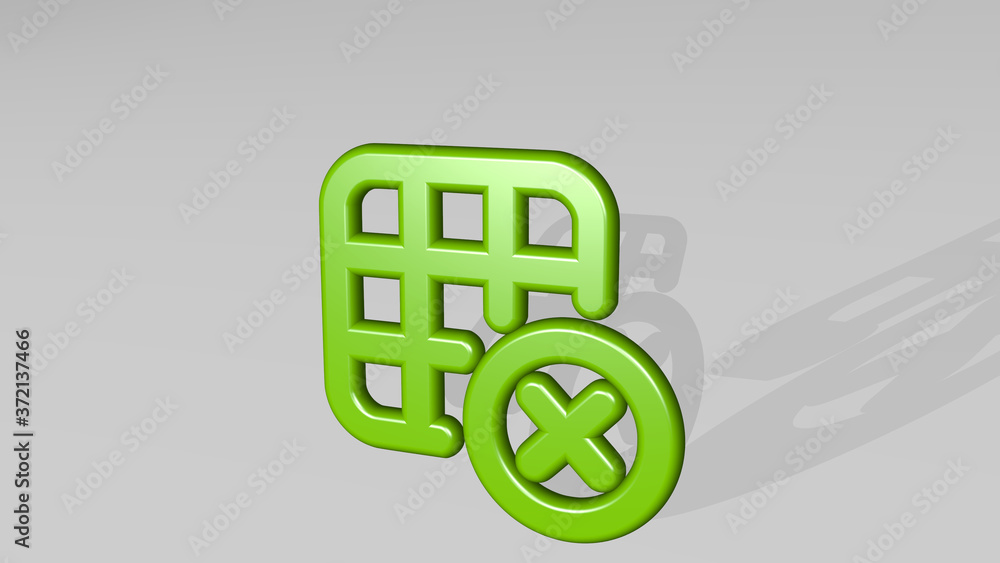 Poster layers grid remove 3d icon casting shadow, 3d illustration for background and abstract