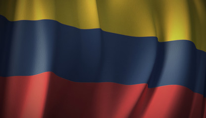 Flag of Colombia. 3D rendering of the flag of the continental states of the Americas. Flag Series Illustration.