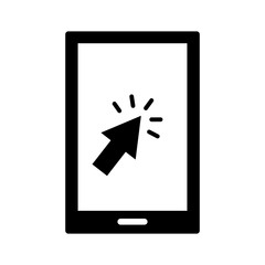 smartphone with arrow cursor silhouette style icon
