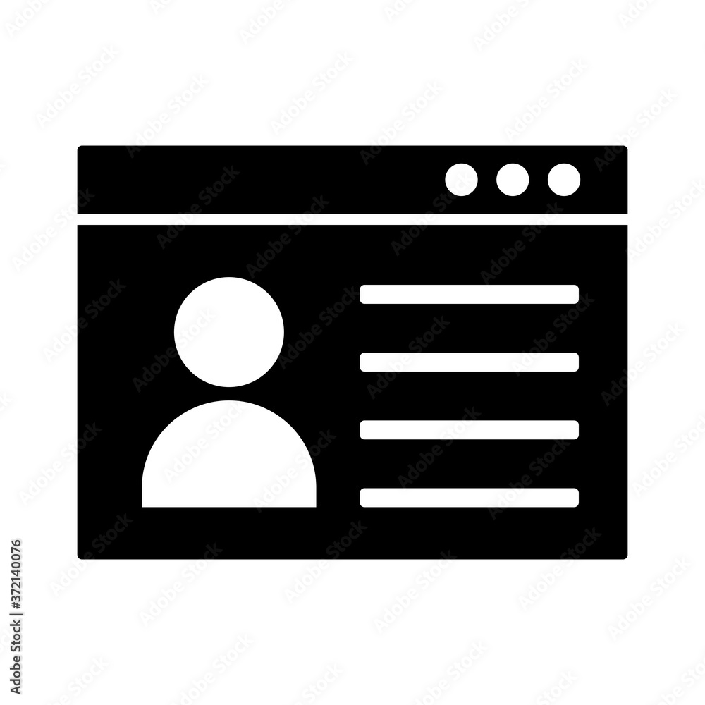 Poster template webpage with user avatar silhouette style icon