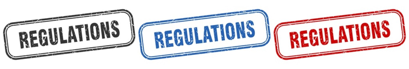 regulations square isolated sign set. regulations stamp